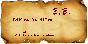 Büte Balázs névjegykártya